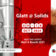 Termin vormerken: 09.-10.10.2024. Treffen Sie das Glatt-Team in Halle 6 am Stand D21 auf der SOLIDS in Dortmund